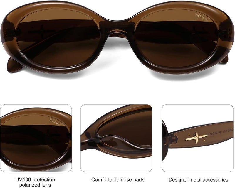 Sojos Small Retro Oval Polarized Sunglasses for Women Men 90s Vintage UV400 Protection Tiny Sun Glasses SJ2286 - Image 4